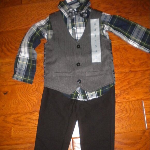 Andy & Evan Boys Toddler size 3 Gray Green 4 Piece Suit Set NWT - Picture 2 of 4